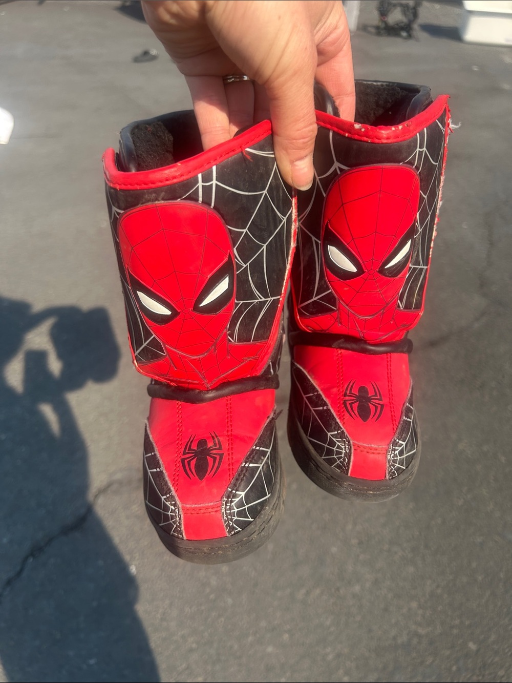 Spiderman Kids Red & Black Rain Boots with Spider Web Graphics